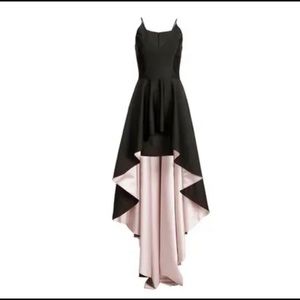 Nha khanh Taelyn gown, black and blush hi-low, size 2
